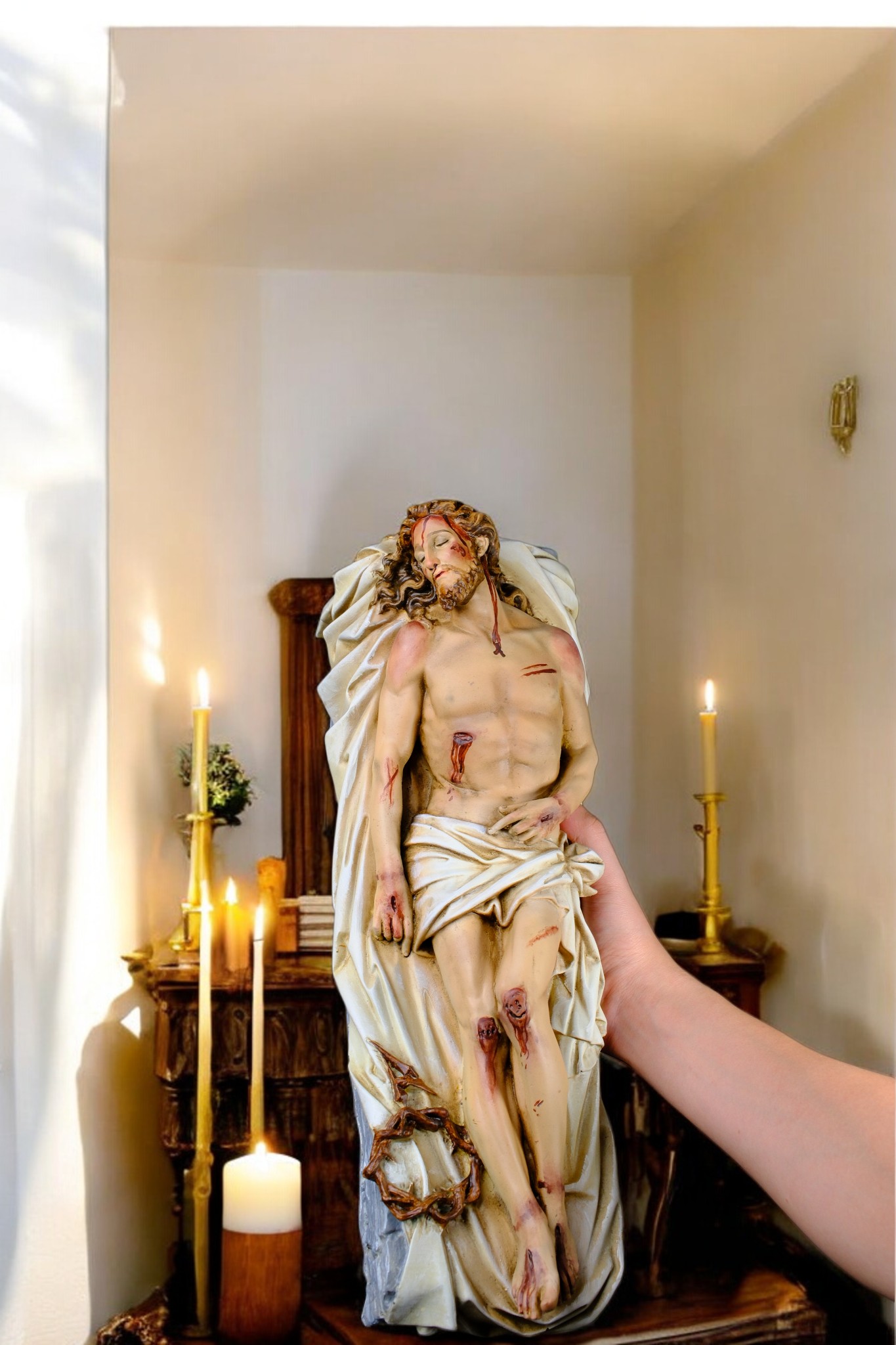 Tượng Chúa Táng Xác – Tượng Công Giáo Thủ Công Dài 25cm & 40cm Trang Trí Bàn Thờ